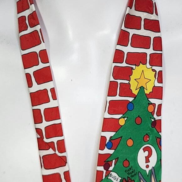 Looney Tunes Mania Red and Green Fireplace Holiday Character Vintage Poly Tie - Picture 10 of 16